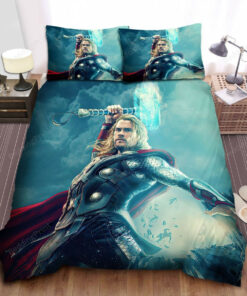 Marvel Thor Powerful Strikes With Mjolnir Hammer Bed Sheets Duvet Cover Bedding Sets