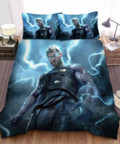 Marvel Thor With The Power Of Thunder Inside His Body Digital Painting Bed Sheets Duvet Cover Bedding Sets