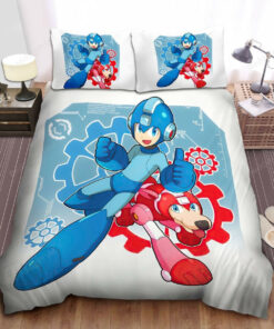 Mega Man And Rush The Robotic Dog Bed Sheets Duvet Cover Bedding Sets