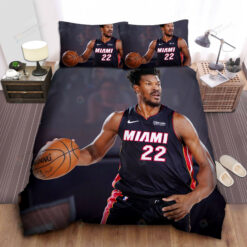 Miami Heat Jimmy Butler In A Basketball Match Photograph Bed Sheet Spread Comforter Duvet Cover Bedding Sets