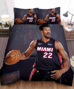 Miami Heat Jimmy Butler In A Basketball Match Photograph Bed Sheet Spread Comforter Duvet Cover Bedding Sets
