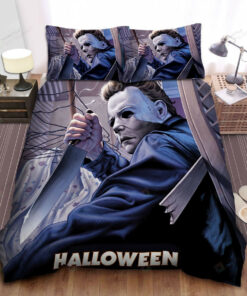 Michael Myers In Halloween Series Painting Bed Sheets Duvet Cover Bedding Sets