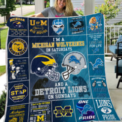 Michigan Wolverines Amp Detroit Lions Quilt Blanket
