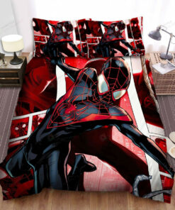 Miles Morales Spider-man In Comics Art Background Bed Sheets Spread Duvet Cover Bedding Sets