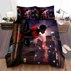 Miles Morales Spider-man On A Wall Artwork Bed Sheets Spread Duvet Cover Bedding Sets