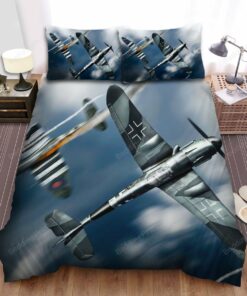 Military Weapon In Ww2, Luftwaffe Bf109 In Anime Bed Sheets Spread Duvet Cover Bedding Sets