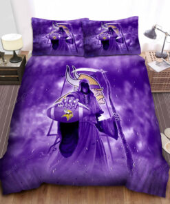 Minnesota Vikings Skull Bed Sheets Spread Duvet Cover Bedding Set Ver 3