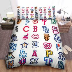 Mlb All Teams Logo Bed Sheets Spread Duvet Cover Bedding Set Ver 6