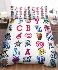 Mlb All Teams Logo Bed Sheets Spread Duvet Cover Bedding Set Ver 6