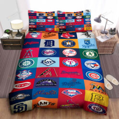Mlb All Teams Logo Bed Sheets Spread Duvet Cover Bedding Set Ver 7