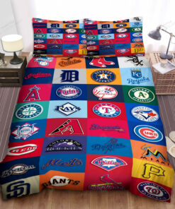 Mlb All Teams Logo Bed Sheets Spread Duvet Cover Bedding Set Ver 7