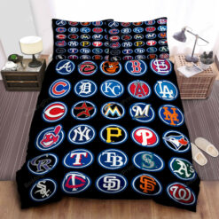 Mlb All Teams Logo Bed Sheets Spread Duvet Cover Bedding Set Ver 8