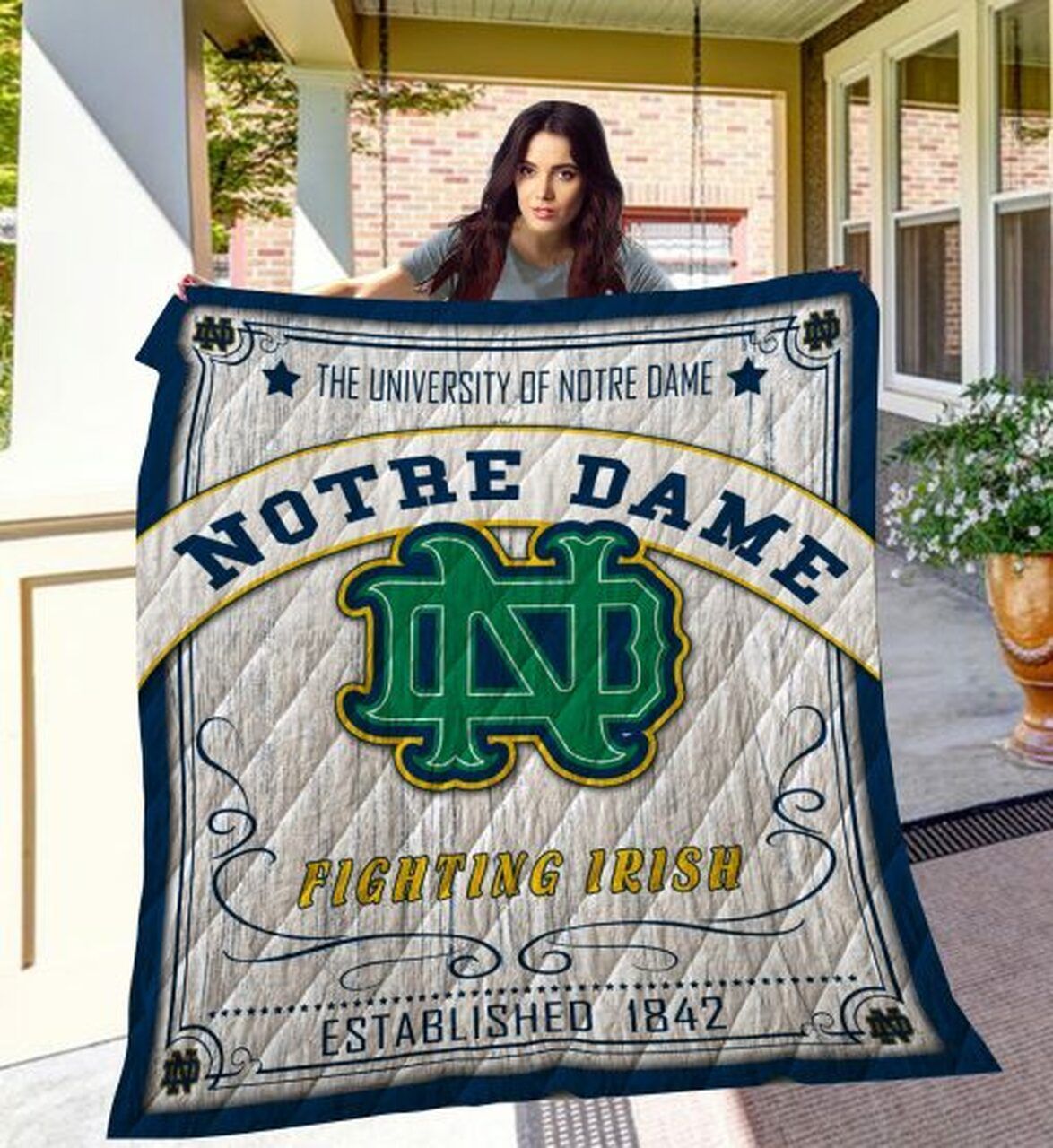 Ncaa Notre Dame Fighting Irish Quilt Blanket 210 Ncaa Notre Dame Fighting Irish Quilt Blanket 210