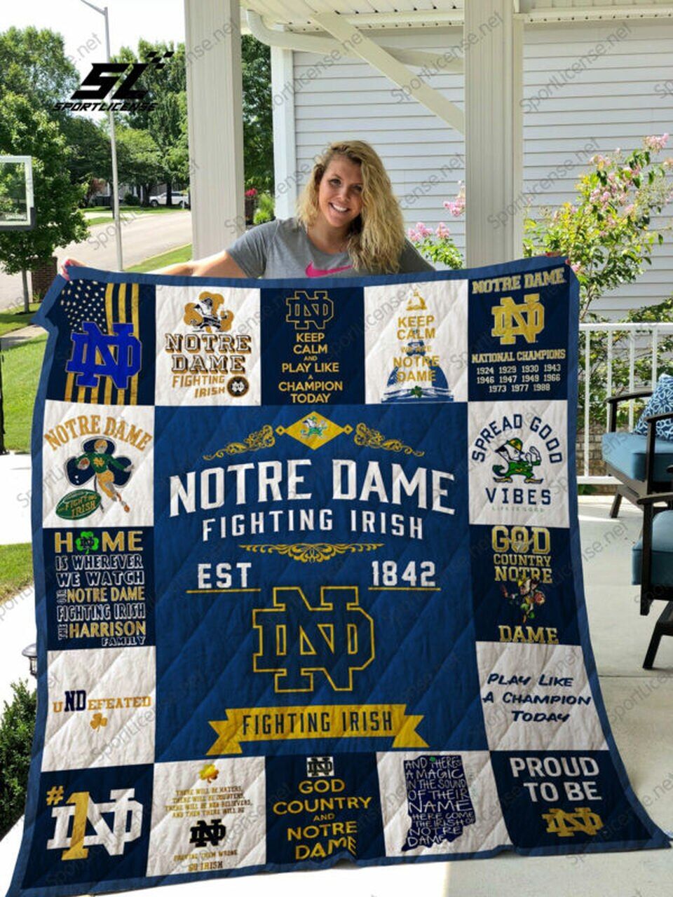 Ncaa Notre Dame Fighting Irish Quilt Blanket 219 Ncaa Notre Dame Fighting Irish Quilt Blanket 219
