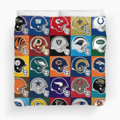 Nfl American Football Teams Helmets Bedding Set For Fans Duvet Cover Pillow Cases