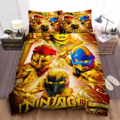 Ninjago Elemental Masters In Golden Armor Bed Sheets Duvet Cover Bedding Sets