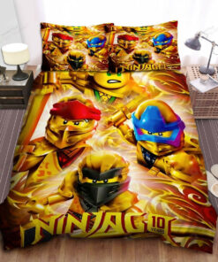 Ninjago Elemental Masters In Golden Armor Bed Sheets Duvet Cover Bedding Sets