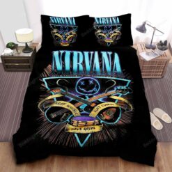 Nirvana Logo With Drums & Guitars Bed Sheets Duvet Cover Bedding Sets