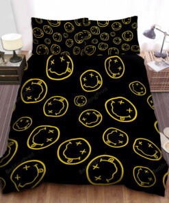 Nirvana Smiley Logo Pattern Bed Sheets Duvet Cover Bedding Sets