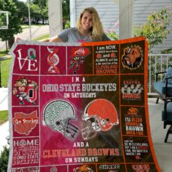 Ohio State Buckeyes Ampcleveland Browns Quilt Blanket