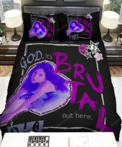 Olivia Rodrigo Heartbreak Hotline Purple Theme Bed Sheets Duvet Cover Bedding Sets