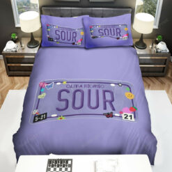 Olivia Rodrigo Sour License Plate Bed Sheets Duvet Cover Bedding Sets