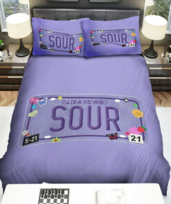 Olivia Rodrigo Sour License Plate Bed Sheets Duvet Cover Bedding Sets