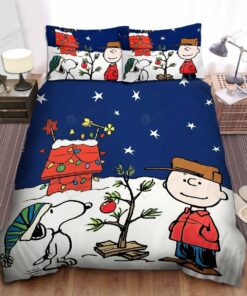 Peanuts Charlie Brown & Snoopy Decorating For Christmas Bed Sheets Duvet Cover Bedding Sets