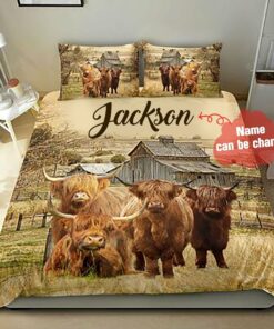 Personalized Highland Cattle Bed Sheets Duvet Cover Bedding Sets Perfect Gifts For Cattle Lover Gifts For Birthday Christmas Thanksgiving