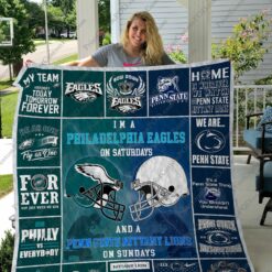 Philadelphia Eagles Penn State Mittany Lions Quilt Blanket
