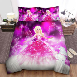 Pink Barbie And White Dog Bed Sheets Duvet Cover Bedding Sets