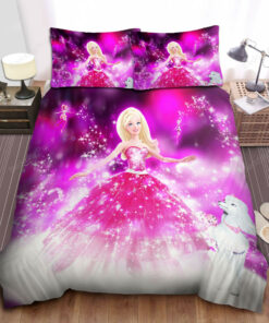 Pink Barbie And White Dog Bed Sheets Duvet Cover Bedding Sets