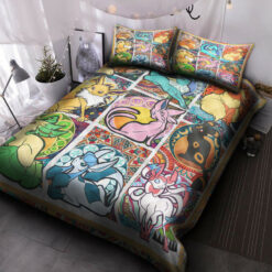Pokemon Eevee Evolution 3d Quilt Bed Set