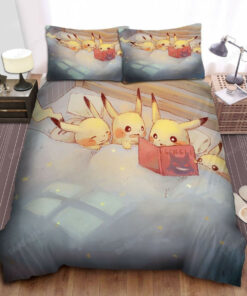 Pokemon, Pikachu Reading Books Bed Sheets Duvet Cover Bedding Sets