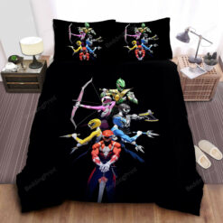 Power Rangers And Their Iconic Weapons Artwork Bed Sheets Duvet Cover Bedding Sets