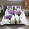 Purple Flower Elegant Tulip Floral Bed Sheets Duvet Cover Bedding Sets