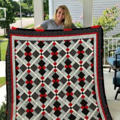 Red Black And White Quilt Blanket