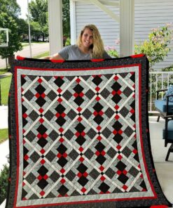 Red Black And White Quilt Blanket