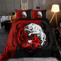 Red & Black Dragon And Wolf Bed Sheets Duvet Cover Bedding Sets