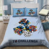 Red Orange Blue And White Rubik Cube Bed Sheets Duvet Cover Bedding Sets