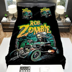 Rob Zombie Driving Hell Hound Car Art Bed Sheets Duvet Cover Bedding Sets