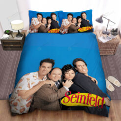Seinfeld Cast Photograph And The Series Logo Bed Sheets Spread Comforter Duvet Cover Bedding Sets