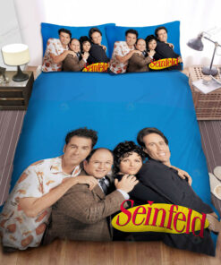 Seinfeld Cast Photograph And The Series Logo Bed Sheets Spread Comforter Duvet Cover Bedding Sets