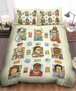 Seinfeld Characters In Cartoon Art Illustration Bed Sheets Spread Comforter Duvet Cover Bedding Sets
