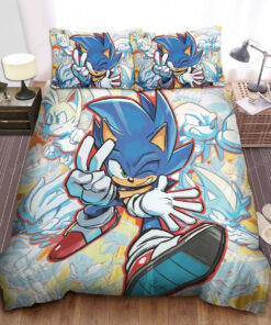 Sonic The Hedgehog And Friends Artwork Bed Sheets Duvet Cover Bedding Sets