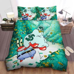 Spongebob Squarepants, Mr. Krab Happy With Money Bed Sheets Duvet Cover Bedding Sets