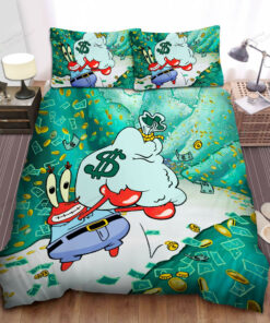 Spongebob Squarepants, Mr. Krab Happy With Money Bed Sheets Duvet Cover Bedding Sets