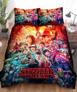 Stranger Things Characters All In One Animated Poster Bed Sheets Duvet Cover Bedding Sets