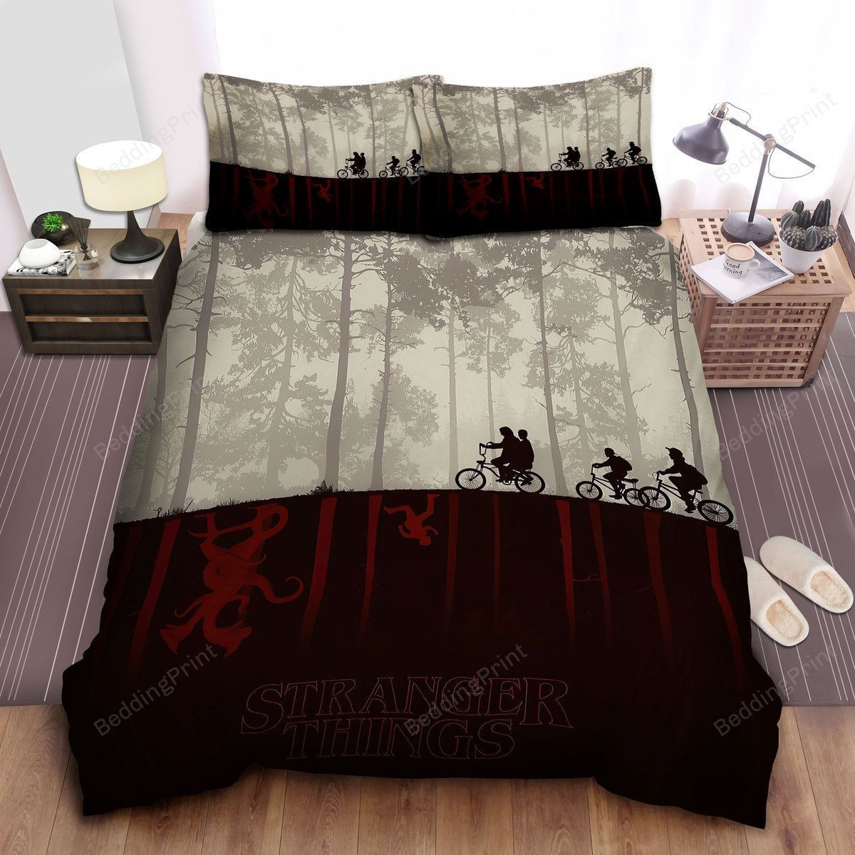 Stranger Things The Party Silhouettes Reflection Upside Down World Art Bed Sheets Duvet Cover Bedding Sets Stranger Things The Party Silhouettes Reflection Upside Down World Art Bed Sheets Duvet Cover Bedding Sets