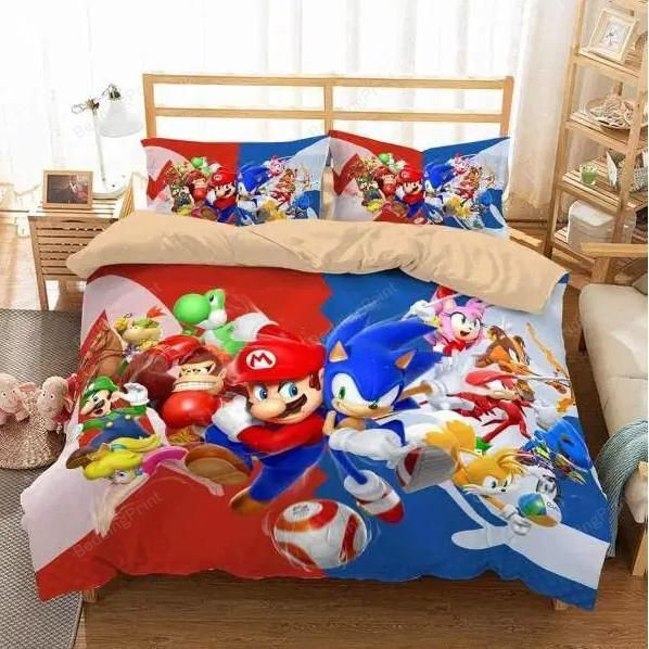 Super Mario And Sonic The Hedgehog #1 Duvet Cover Bedding Set Super Mario And Sonic The Hedgehog #1 Duvet Cover Bedding Set